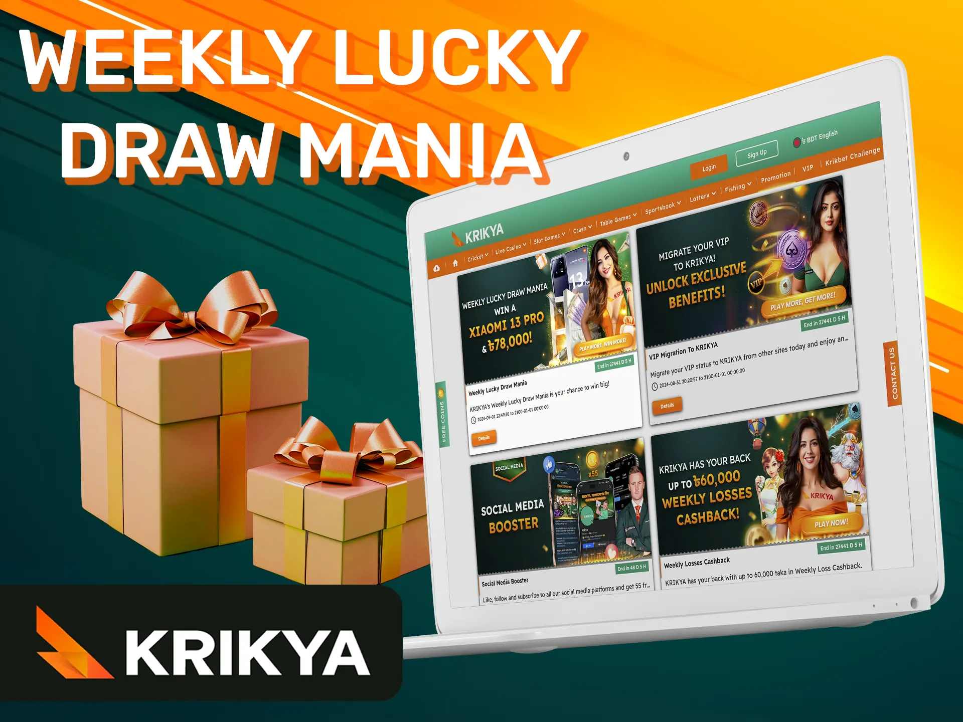 Krikya has arranged the weekly draw with a different prizes.