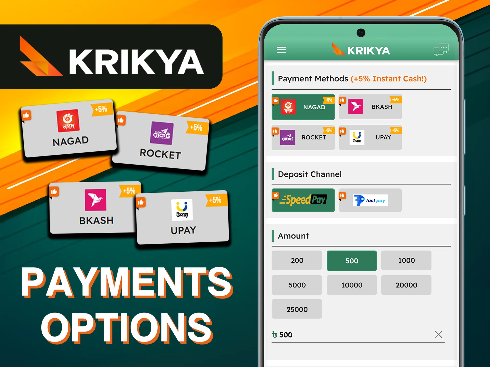 The Krikya app offers convenient and popular payment systems.