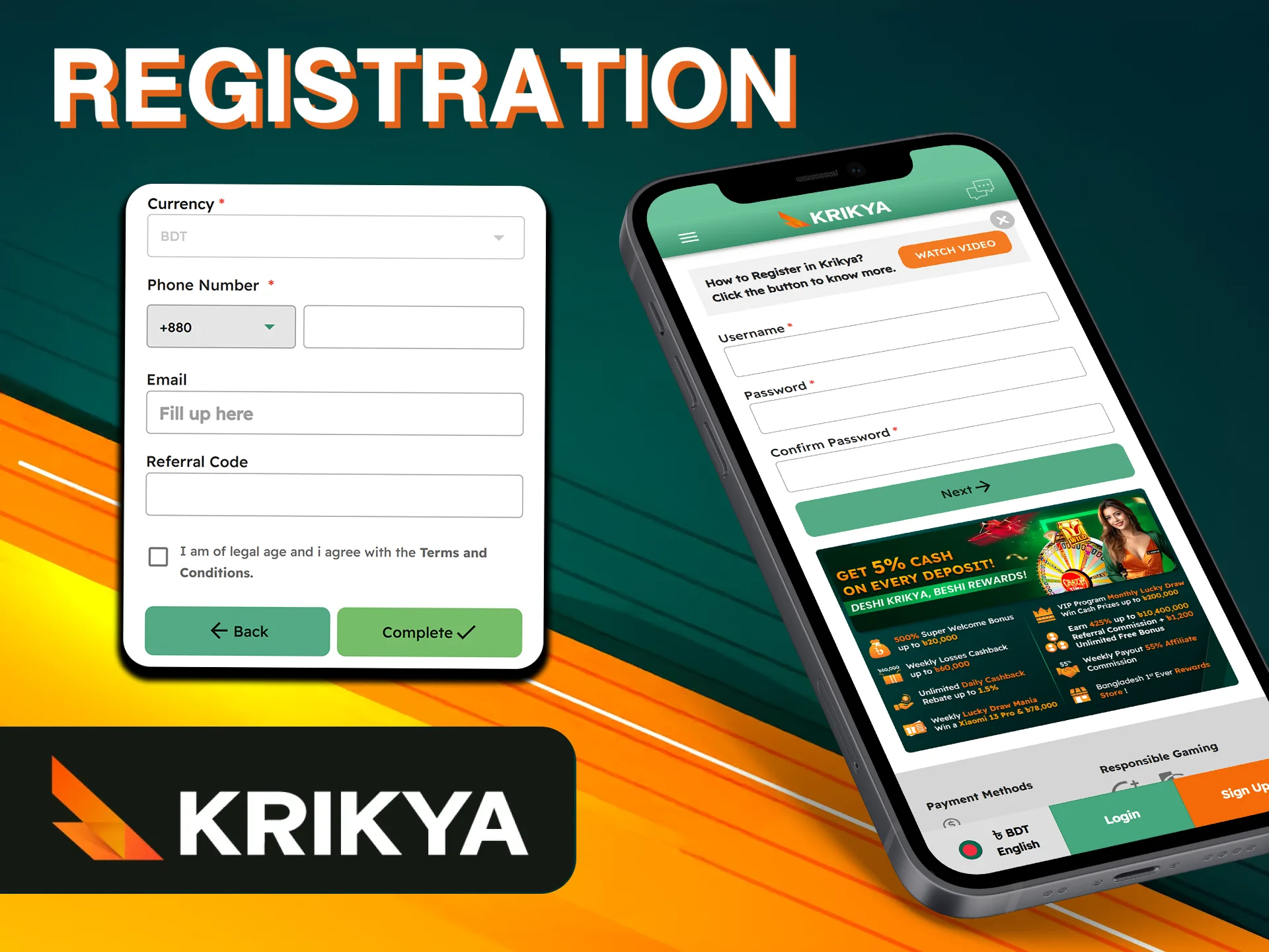 Registering for the Krikya app involves 2 simple steps.