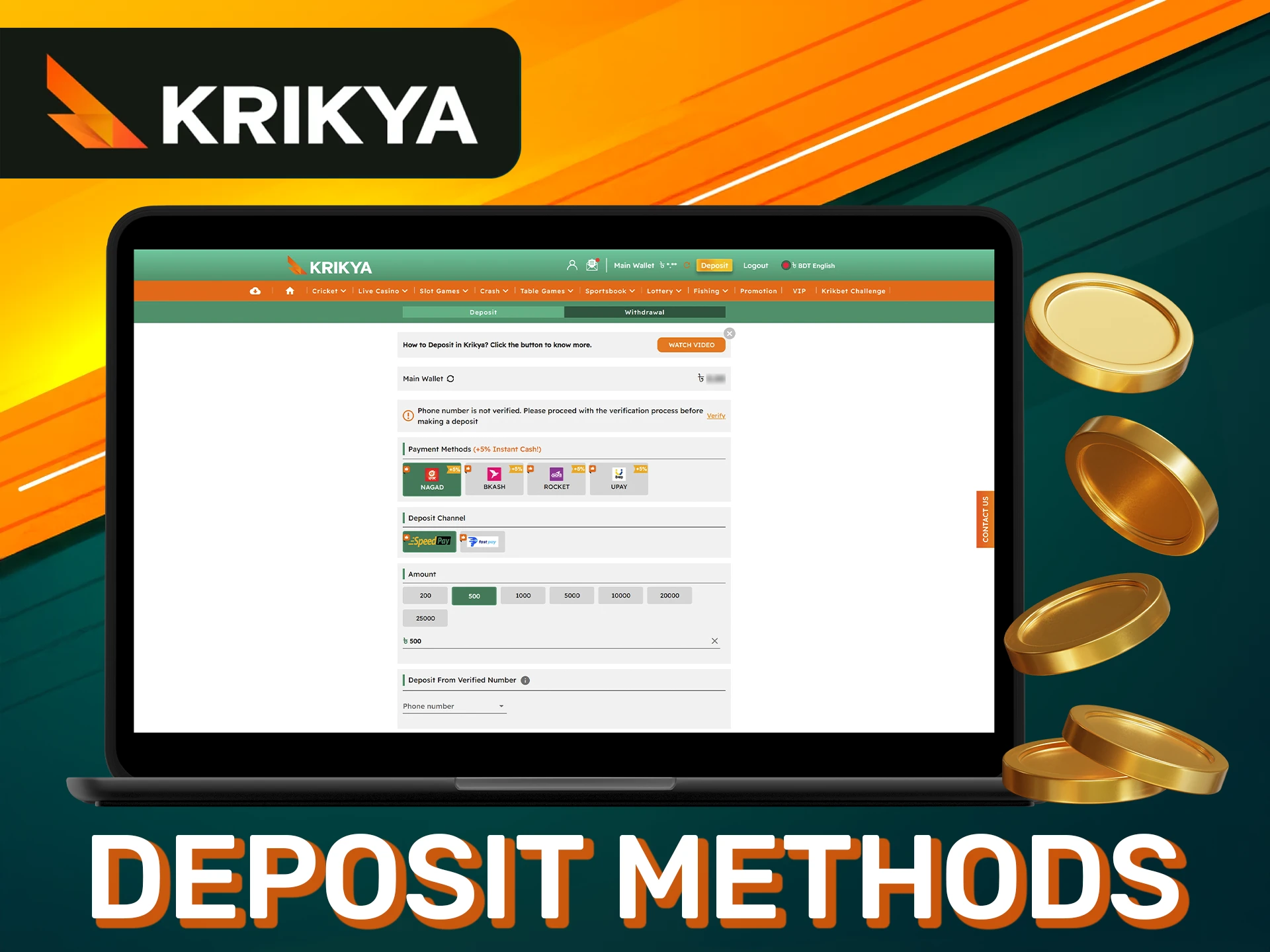 What deposit options you will find at Krikya website.