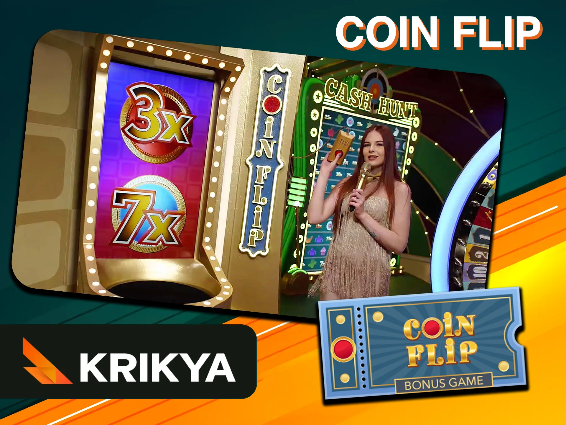 Wait for the coin drop to find out what you get in the Coin Flip round in Crazy Time at Krikya.