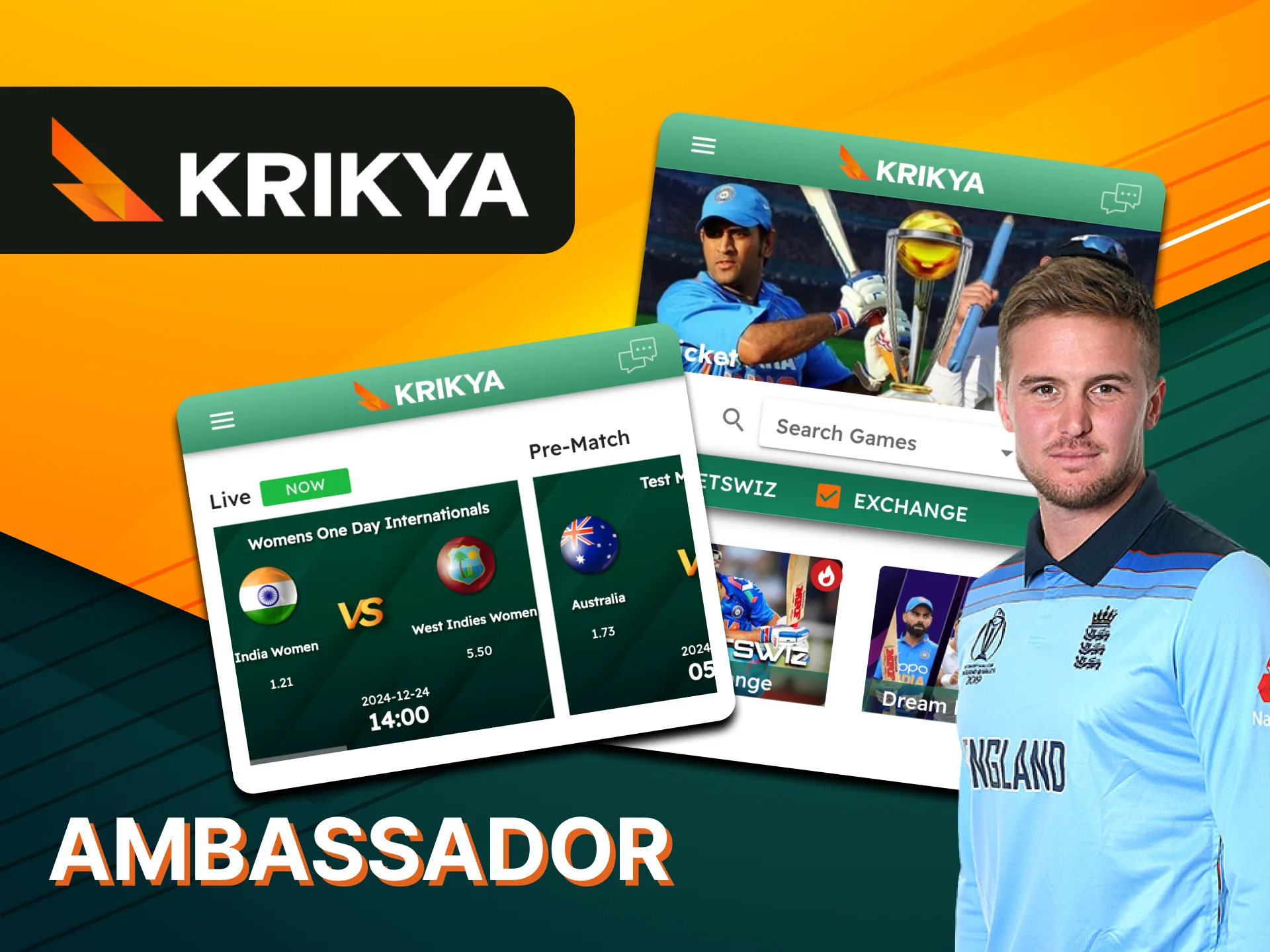 Jason Roy is a proud ambassador for the brand and the official Krikya website.