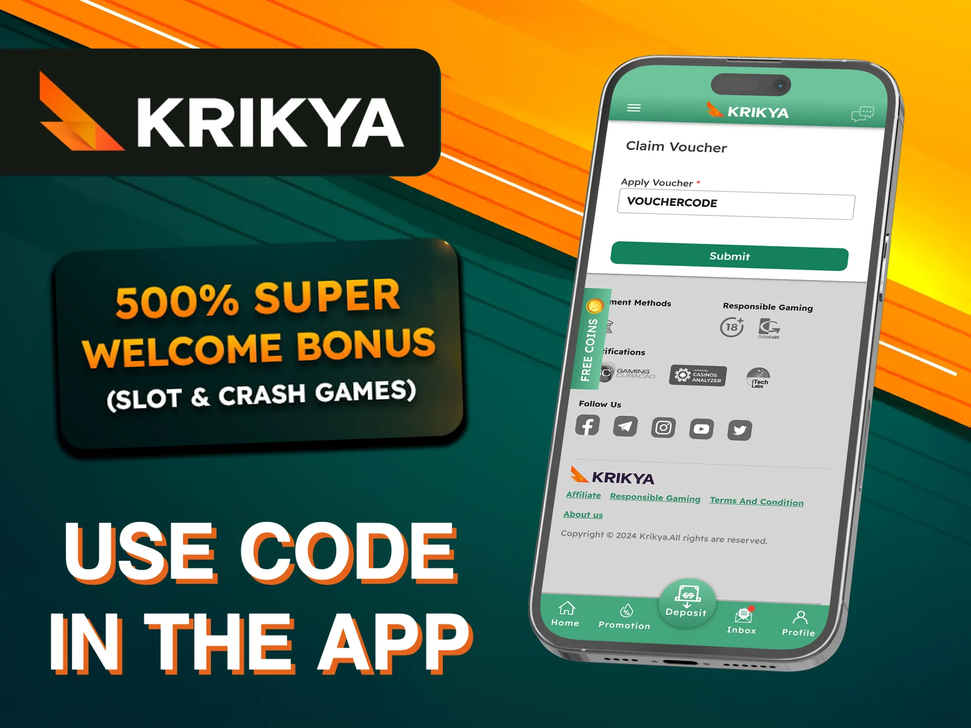 You can use the voucher code in the Krikya app.