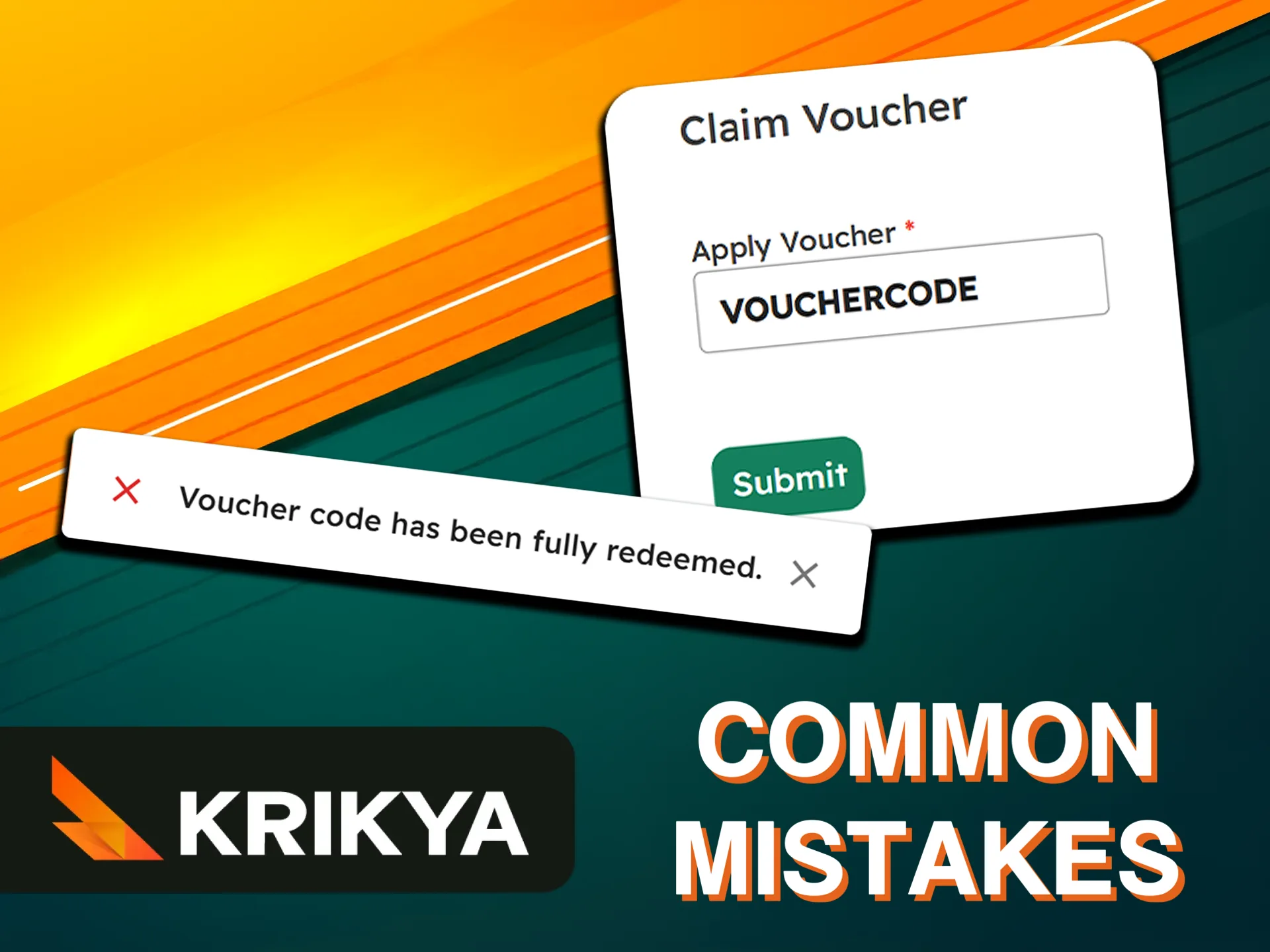 Read about common mistakes when using a Krikya voucher code.